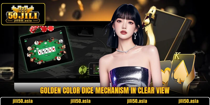 Golden Color dice mechanism in clear view