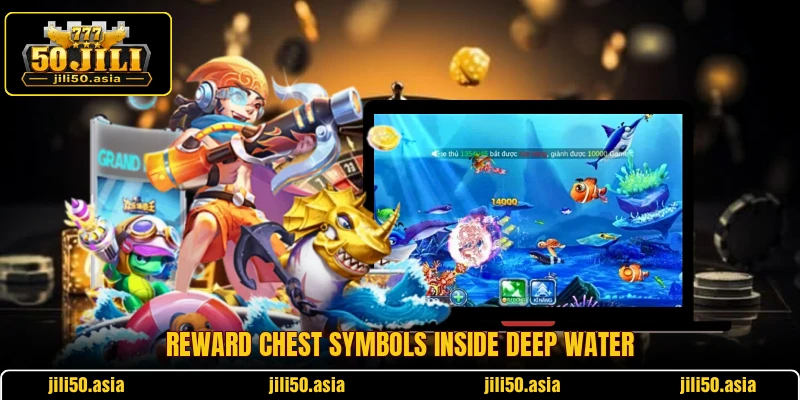 Reward chest symbols inside deep water